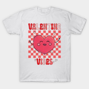 Groovy Valentine Vibes Valentines Day T-Shirt